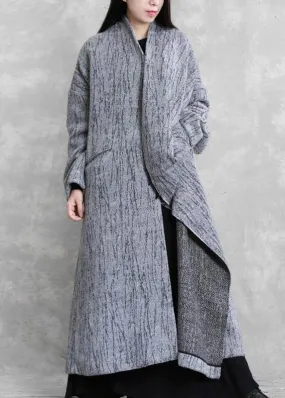 2019 oversized long coat women gray asymmetric pockets Woolen Coats Women