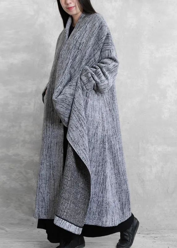 2019 oversized long coat women gray asymmetric pockets Woolen Coats Women