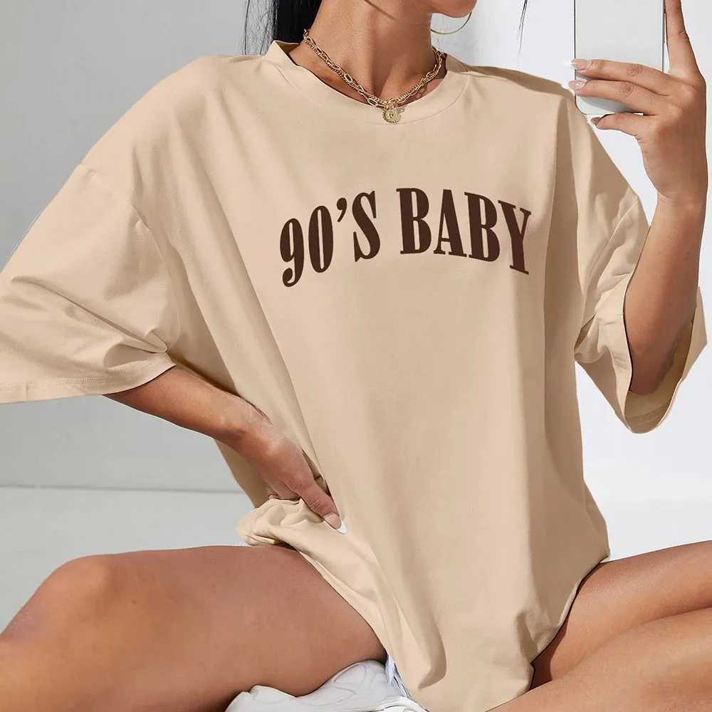 90's Baby oversized cotton tees for the ladies