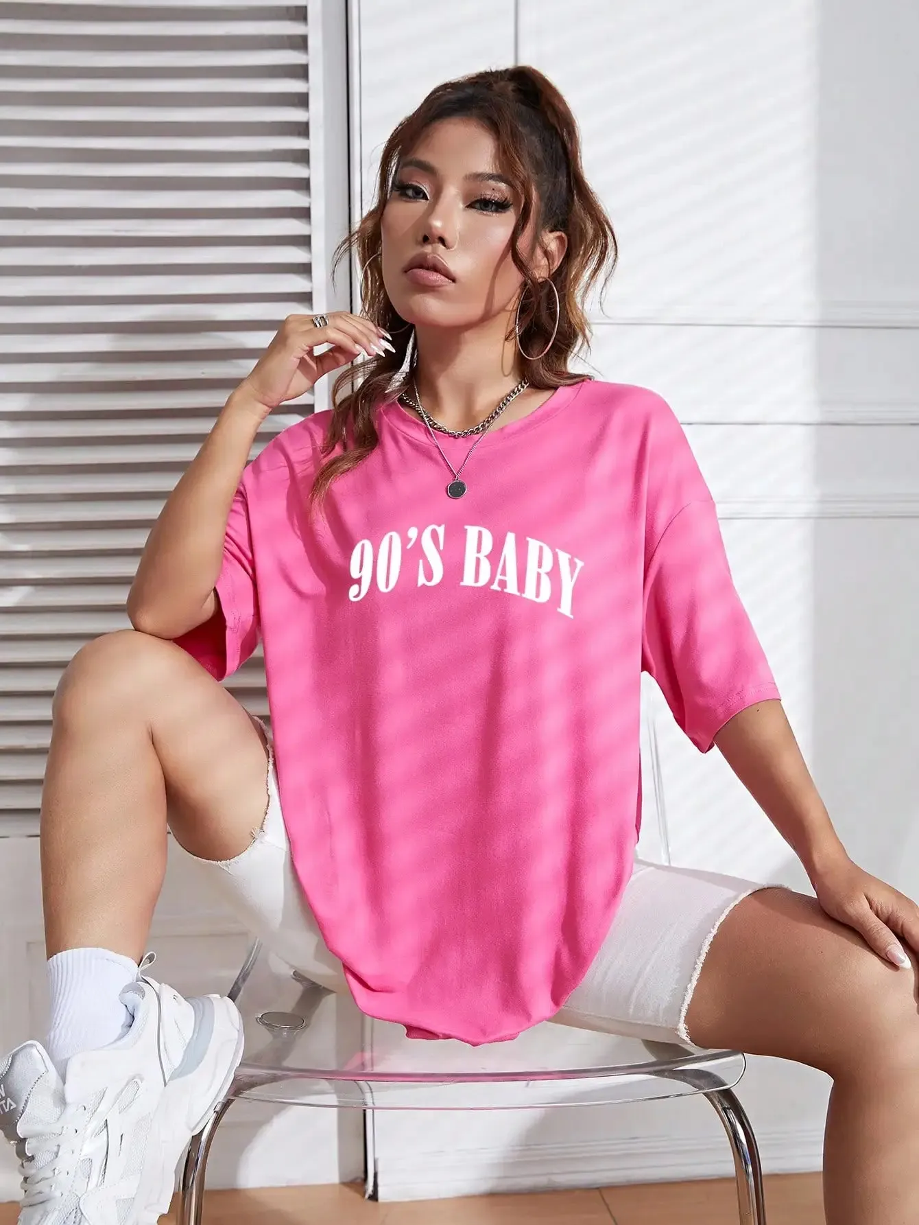 90's Baby oversized cotton tees for the ladies