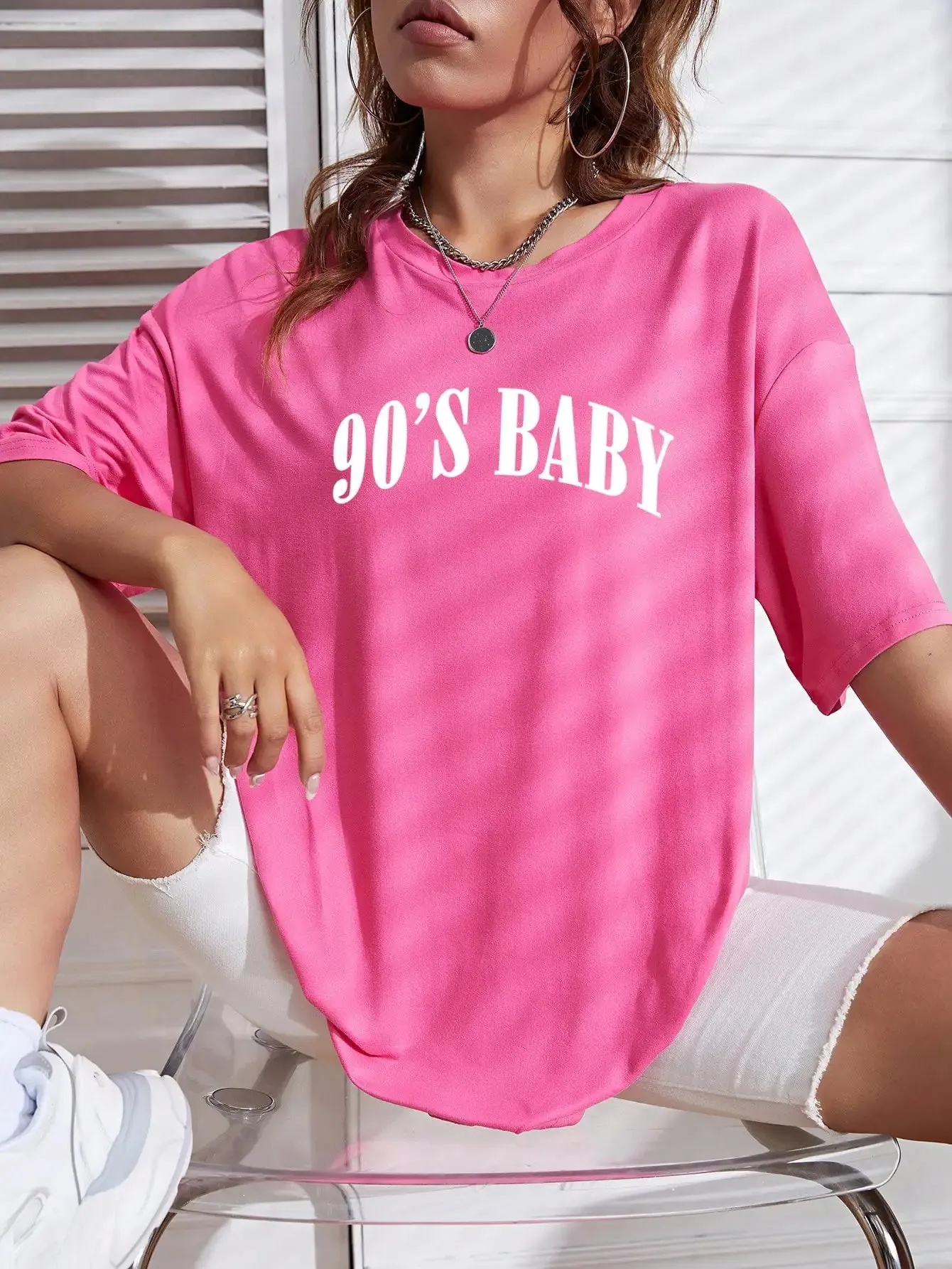 90's Baby oversized cotton tees for the ladies