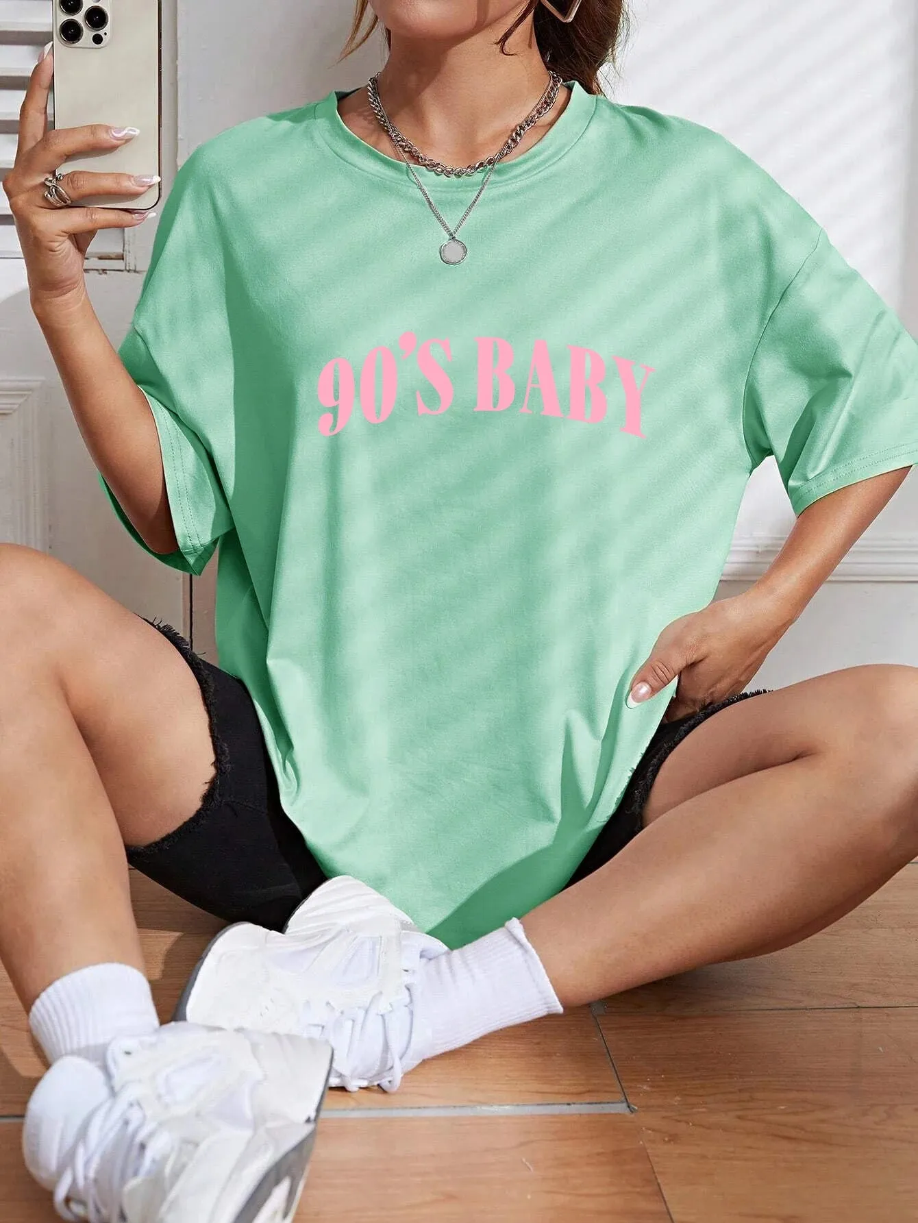 90's Baby oversized cotton tees for the ladies