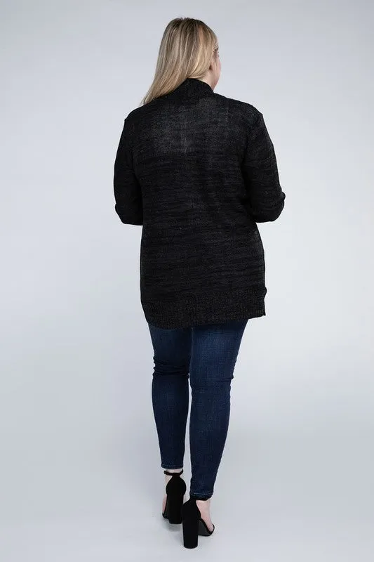 AMBIANCE APPAREL Plus Solid Open Front Cardigan