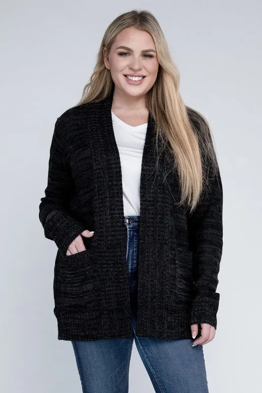 AMBIANCE APPAREL Plus Solid Open Front Cardigan