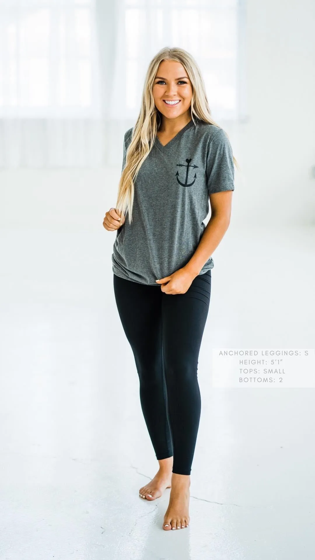 Anchored Arrows Classic Comfort Full Length Leggings in black w/pockets