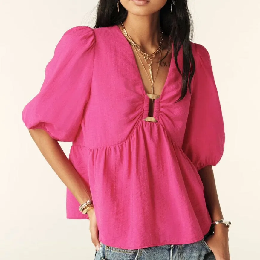 Ba&sh LOCKY short-sleeved top In Fuchsia