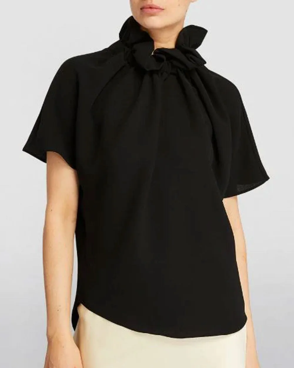 Black Georgette Ruff Blouse