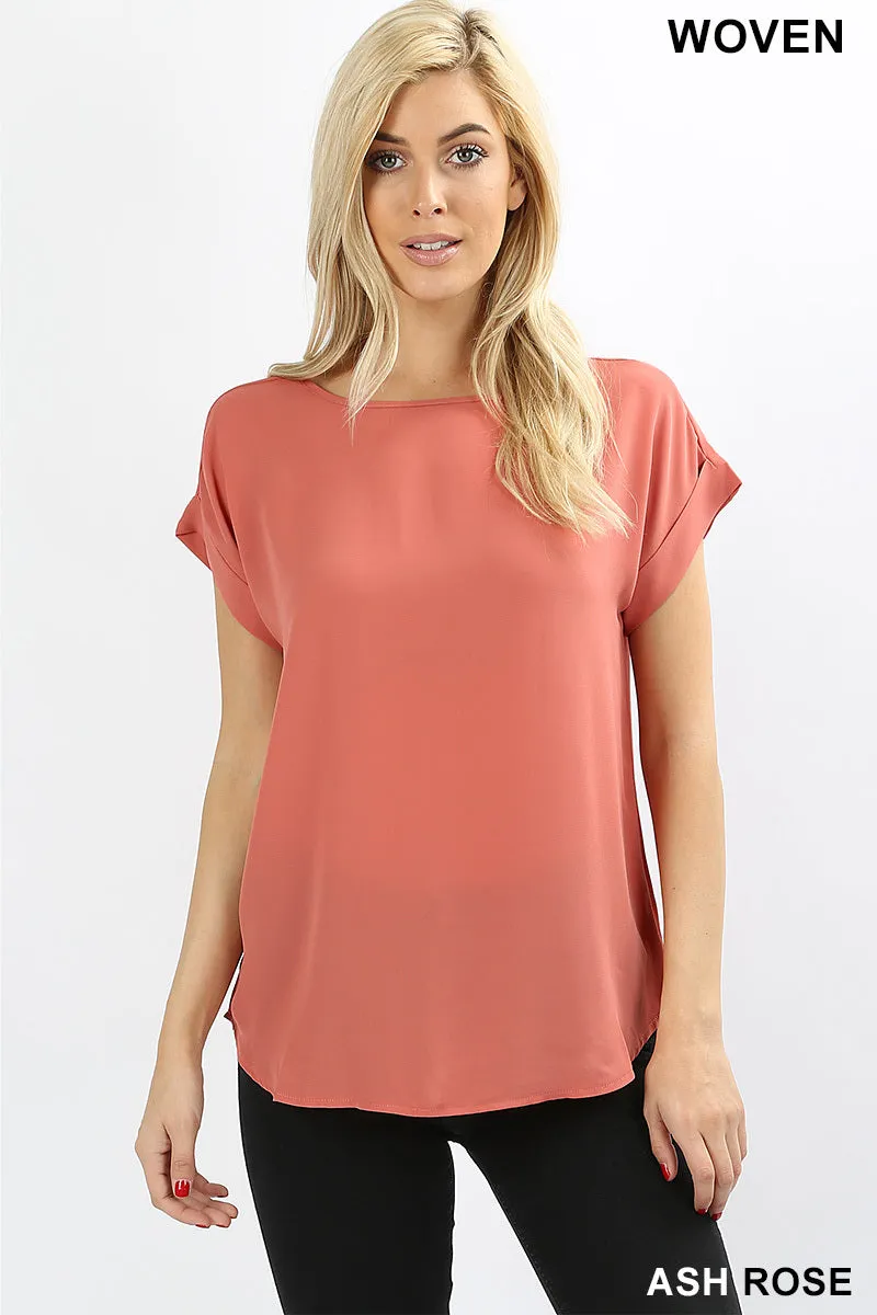 Boatneck Short Sleeve Relaxed Fit Blouse