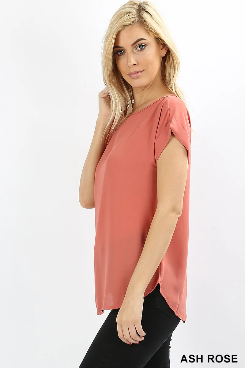 Boatneck Short Sleeve Relaxed Fit Blouse