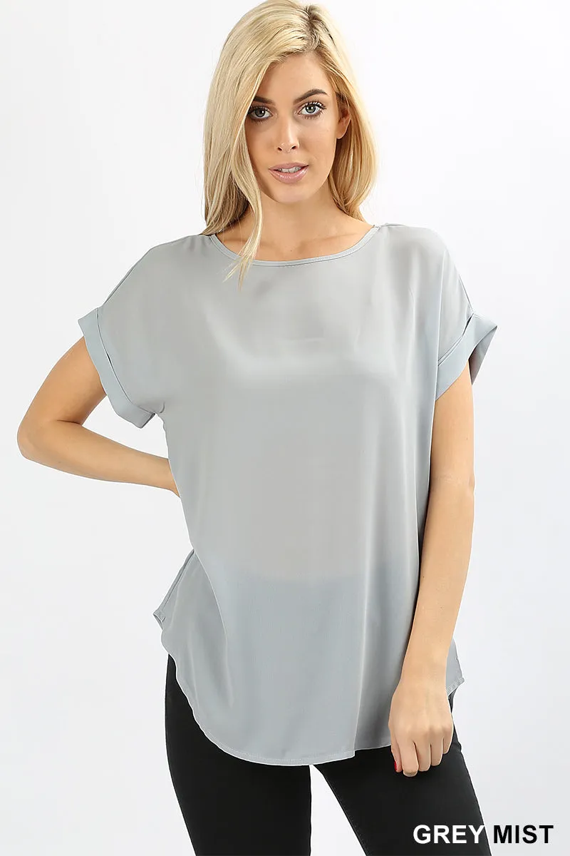 Boatneck Short Sleeve Relaxed Fit Blouse