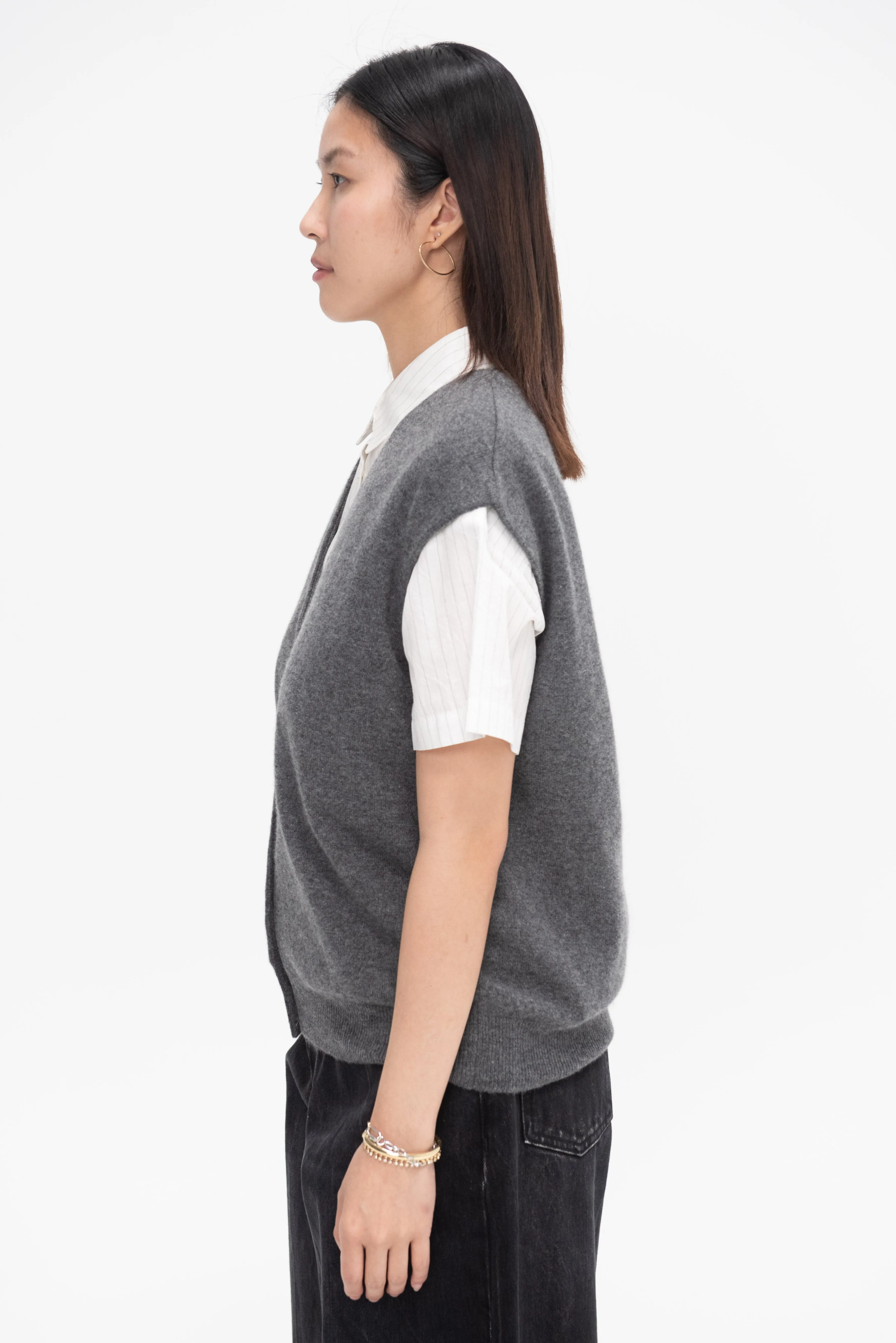 Bolt Cashmere Vest, Dark Heather Grey