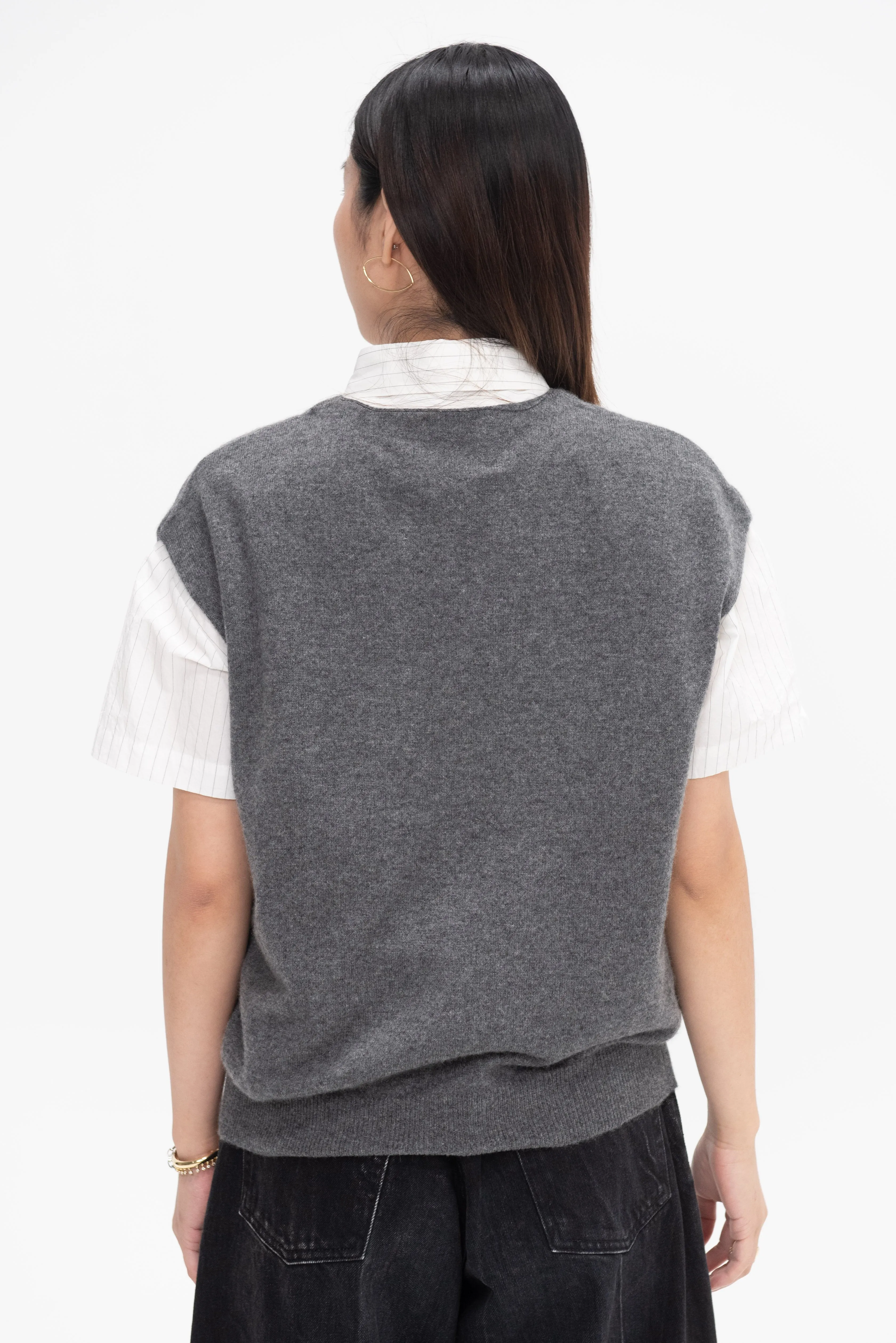 Bolt Cashmere Vest, Dark Heather Grey