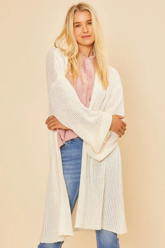 BRYANT OPEN FRONT LIGHTWEIGHT WAFFLE KNIT CARDIGAN