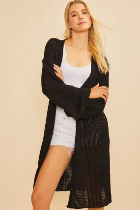 BRYANT OPEN FRONT LIGHTWEIGHT WAFFLE KNIT CARDIGAN