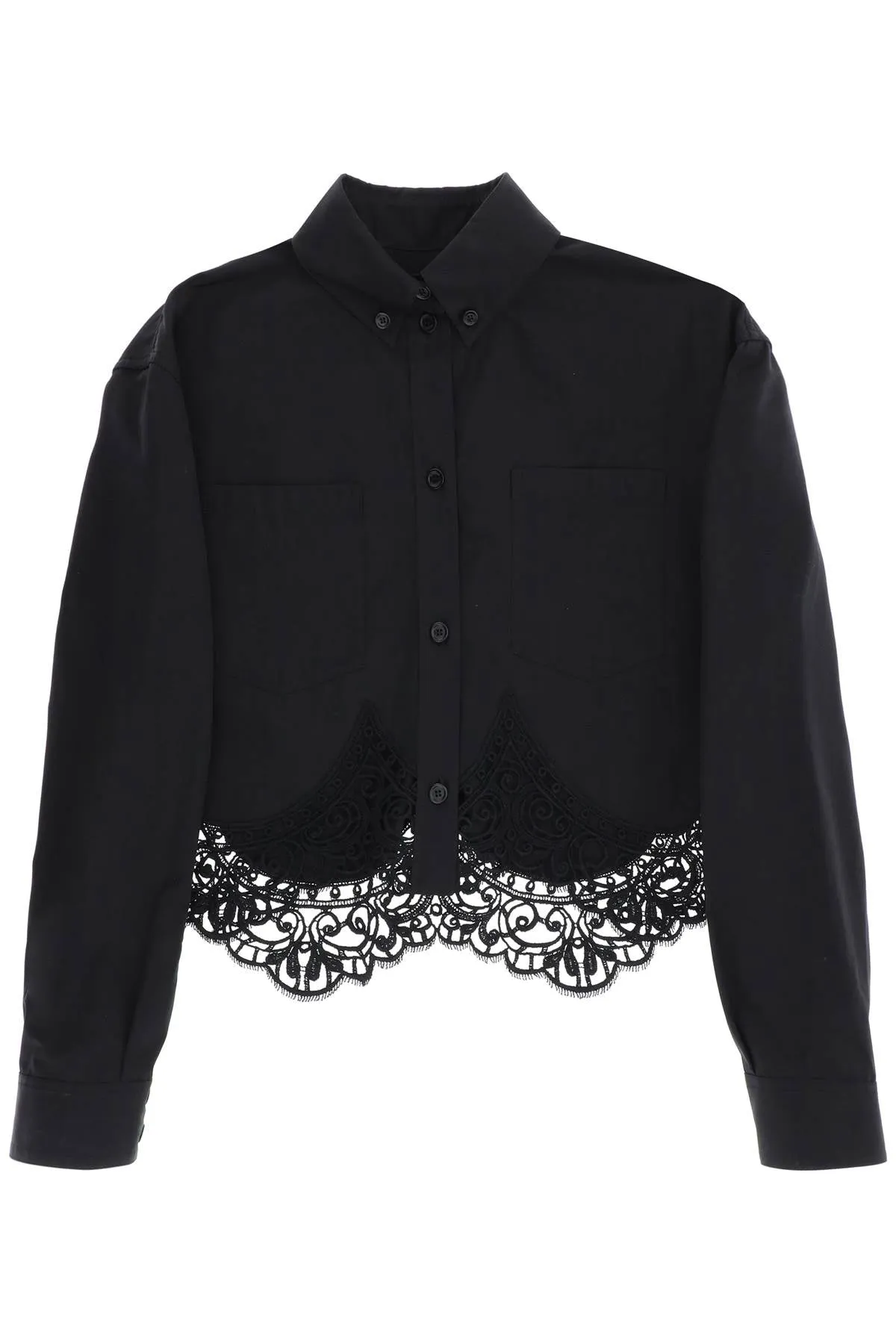 Burberry Cropped Shirt With Macrame Lace Insert