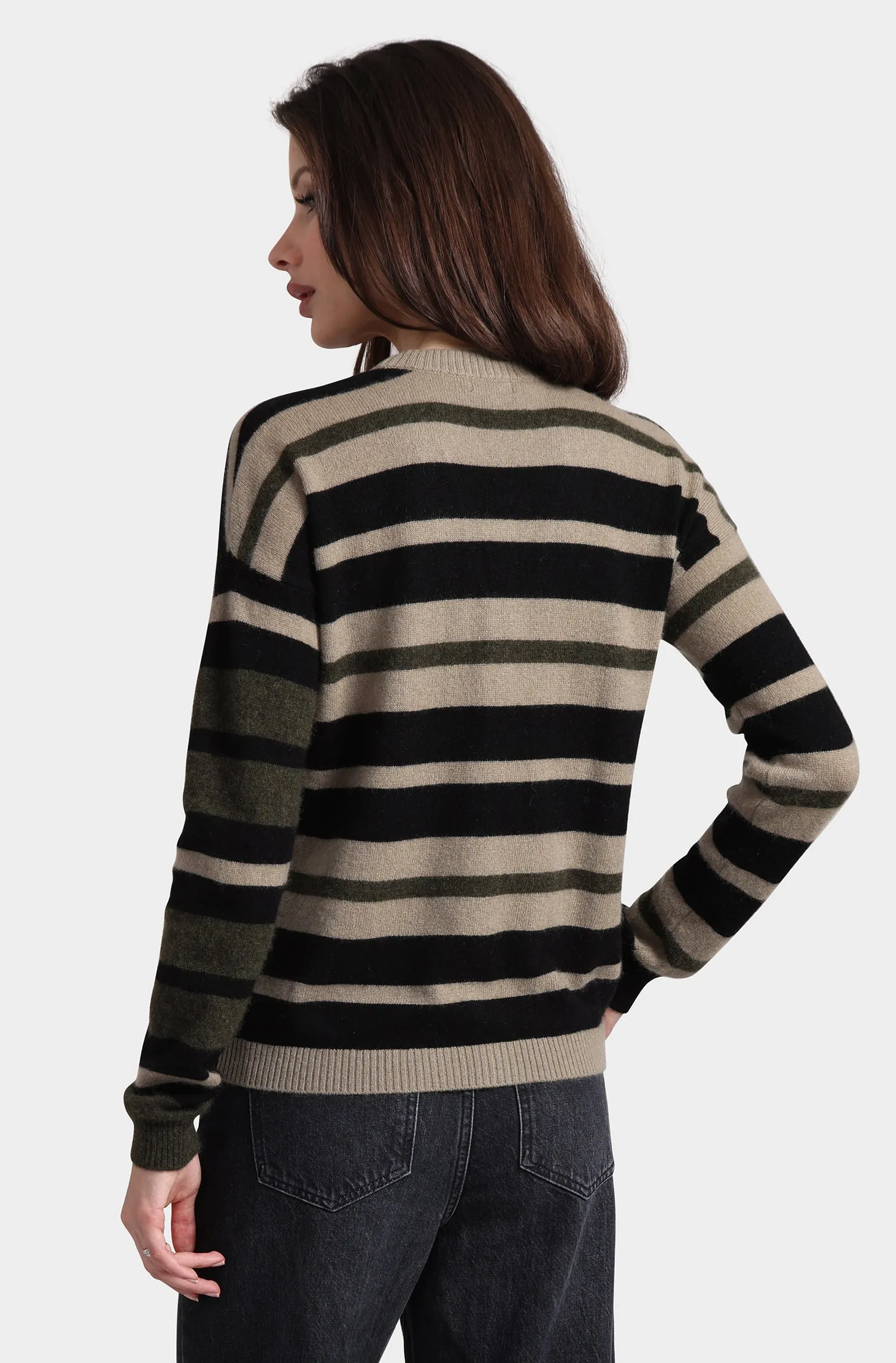 Cashmere Mixed Stripe Cardigan