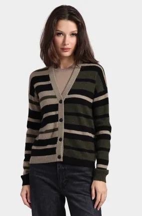 Cashmere Mixed Stripe Cardigan