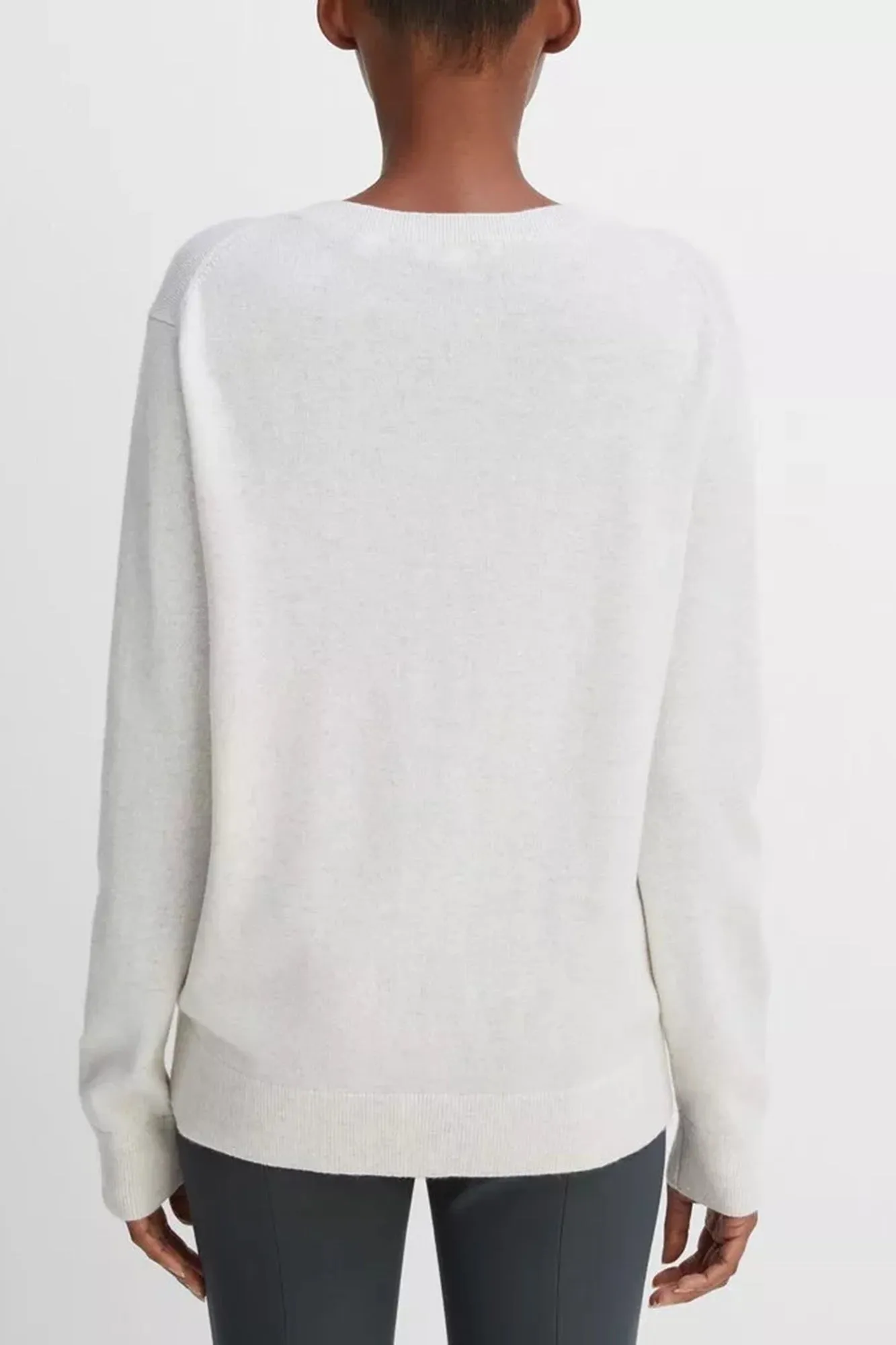 Cashmere Weekend V-Neck Sweater Heather White