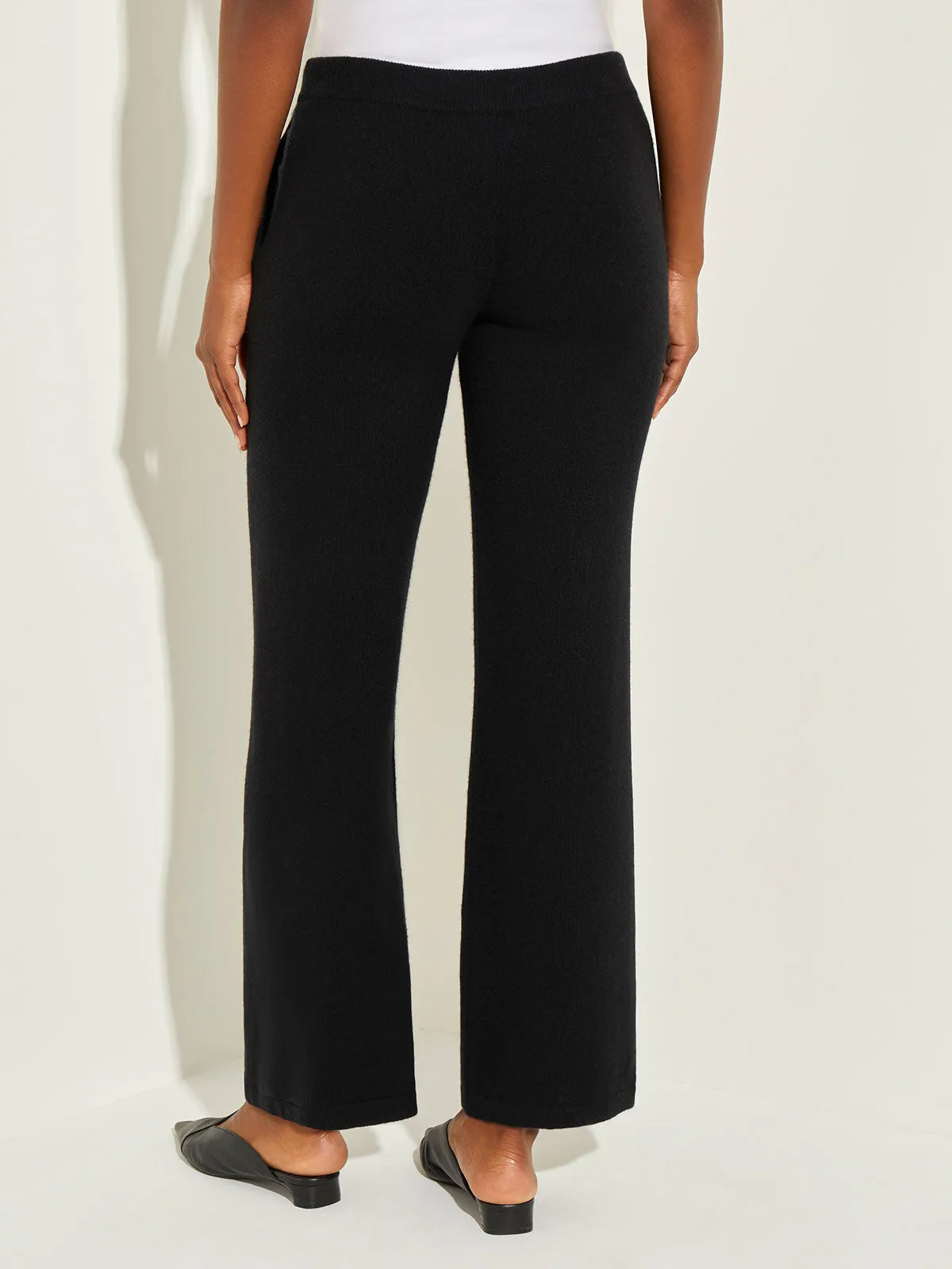 Cashmere Wide Leg Pant, Black