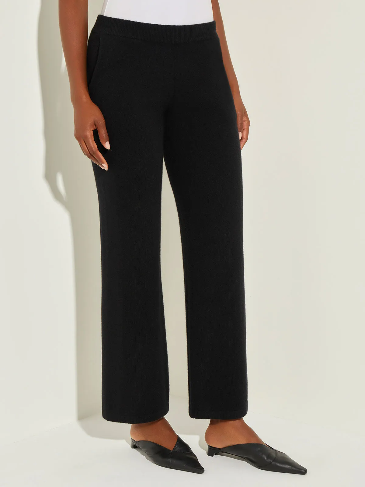 Cashmere Wide Leg Pant, Black