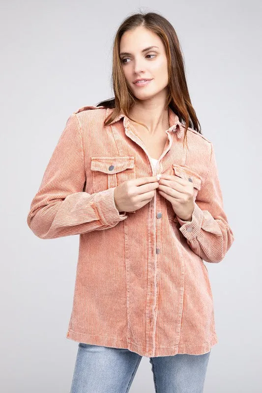 Chic Corduroy Buttoned Down Shacket