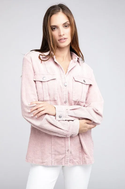 Chic Corduroy Buttoned Down Shacket