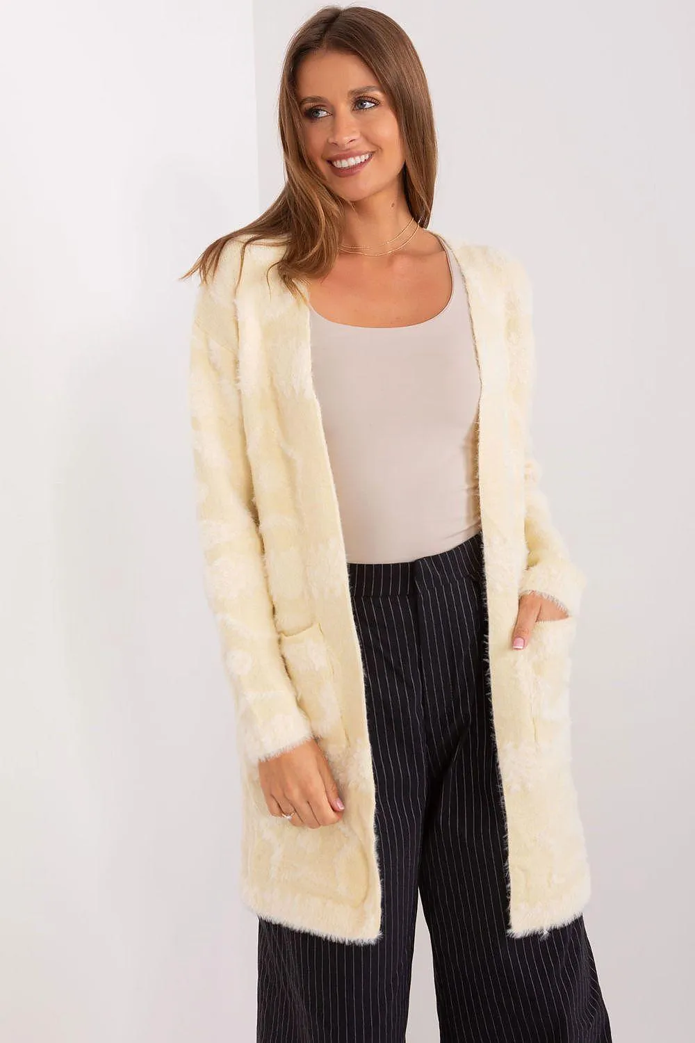 Chic Textured Open-Front Comfort Cardigan