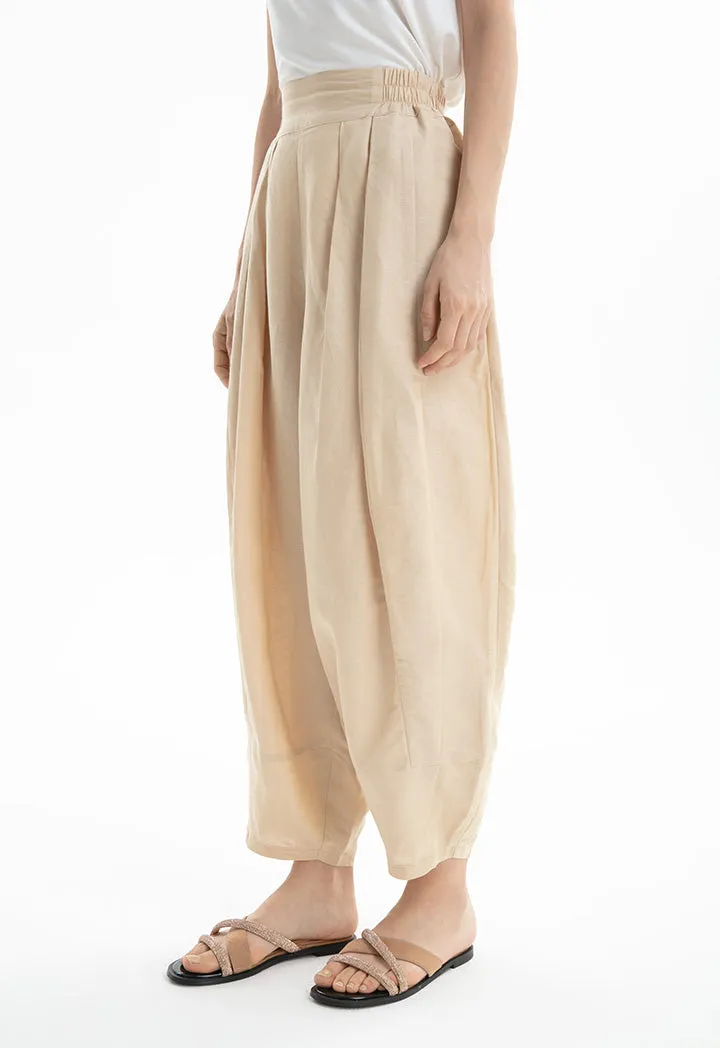 Choice Loose Cut Elasticated Waist Pants Beige