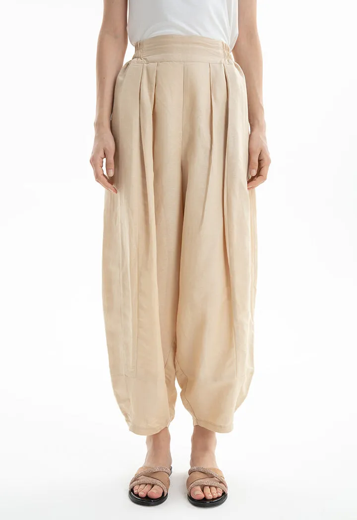 Choice Loose Cut Elasticated Waist Pants Beige