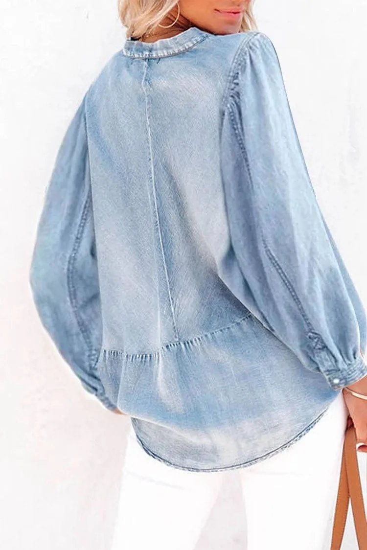 Denim Dream Balloon Sleeve Top