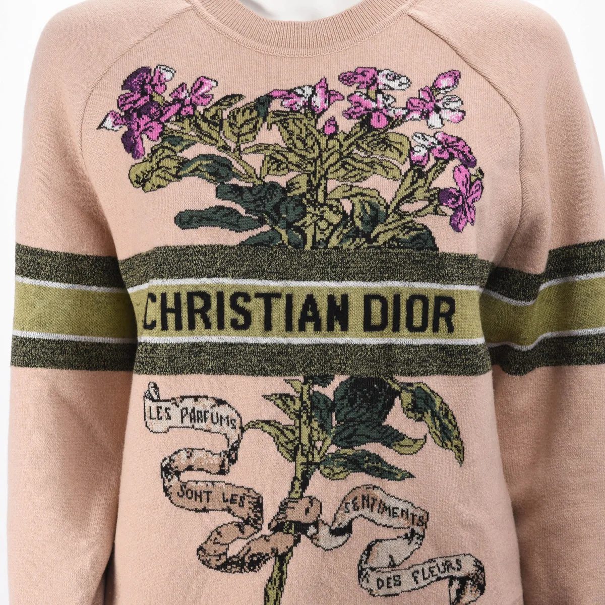 Dior Dusty Pink Cashmere Blend Fleurs Bibliques Sweater