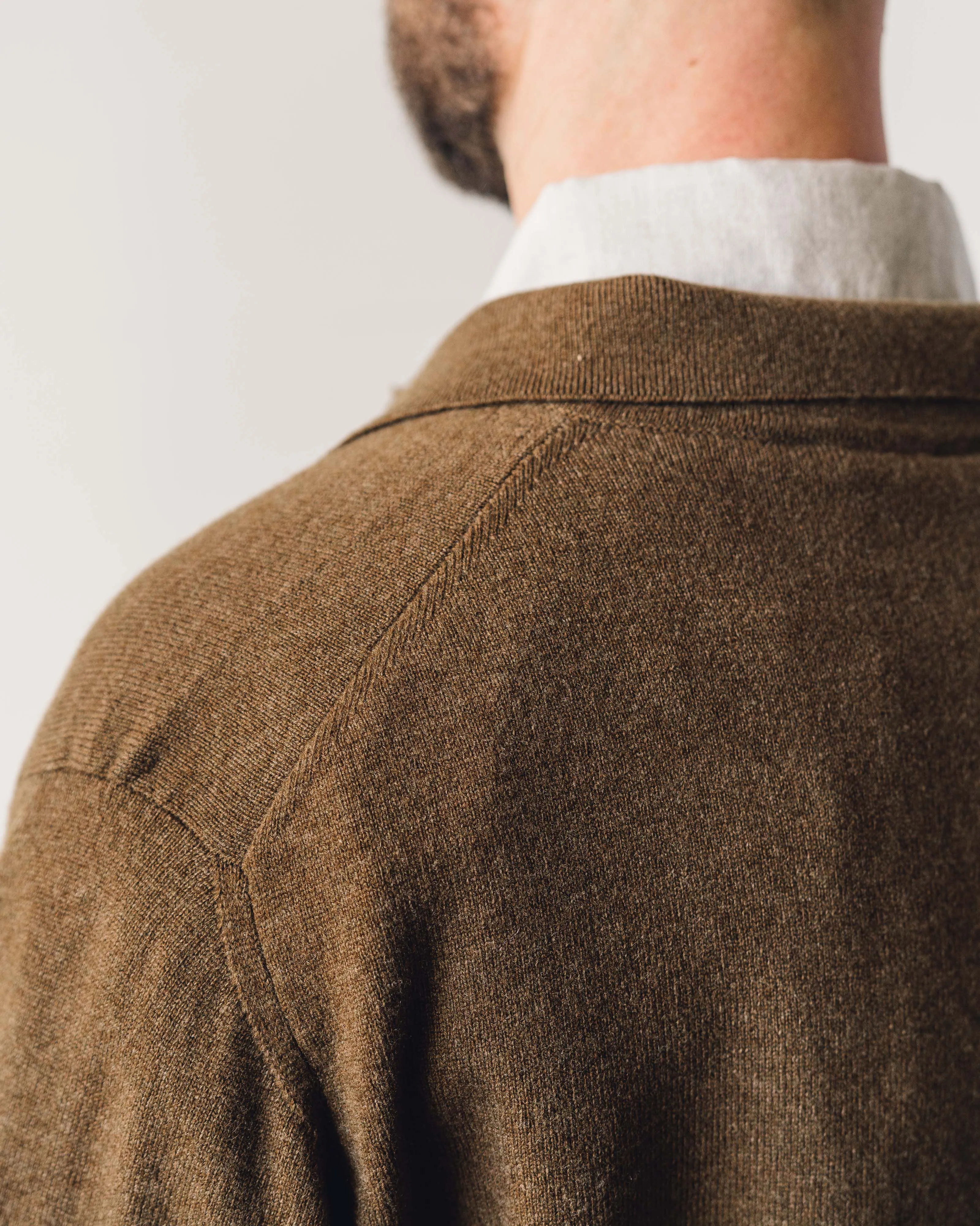 Evan Kinori Cashmere Knit Shirt, Ochre