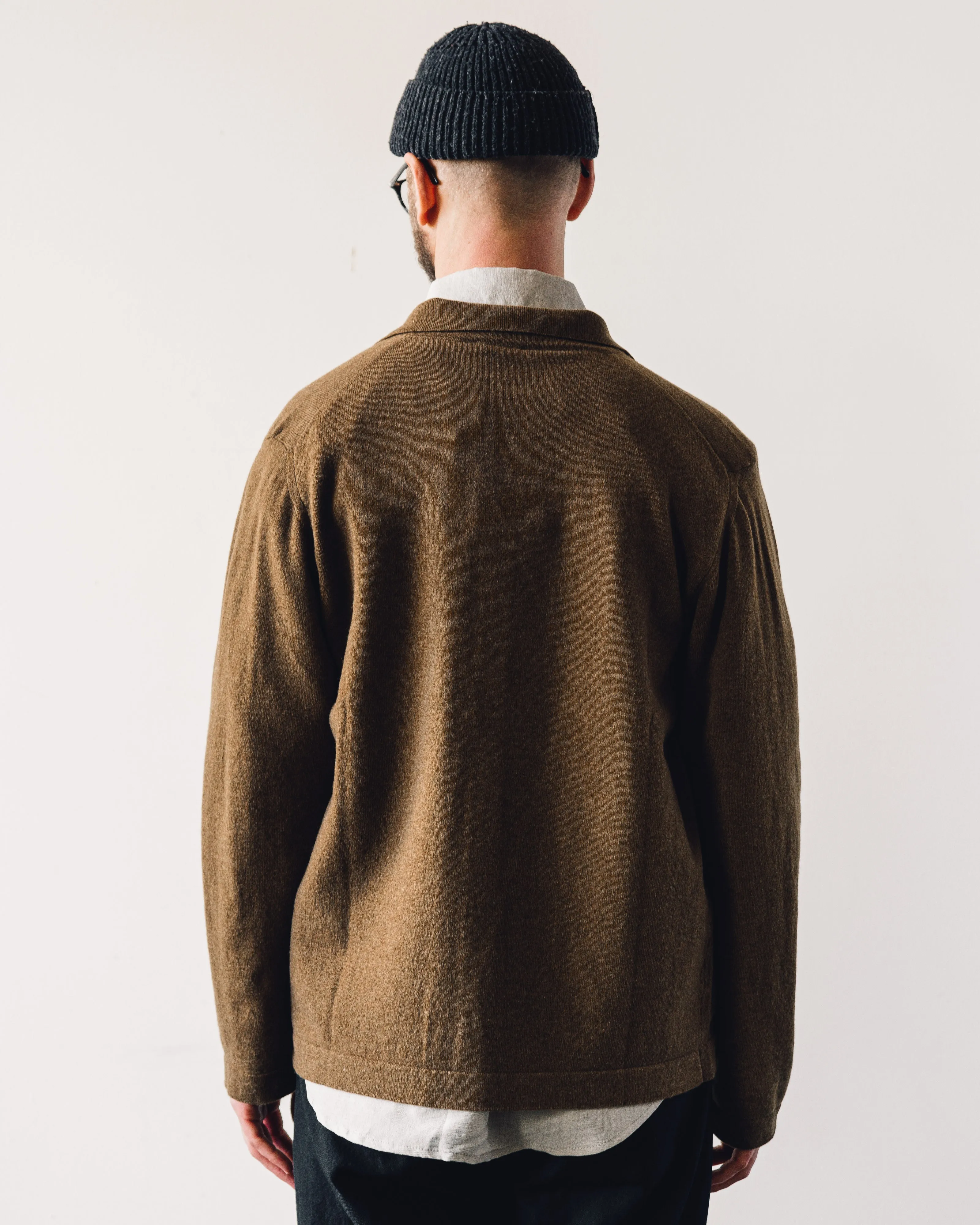 Evan Kinori Cashmere Knit Shirt, Ochre