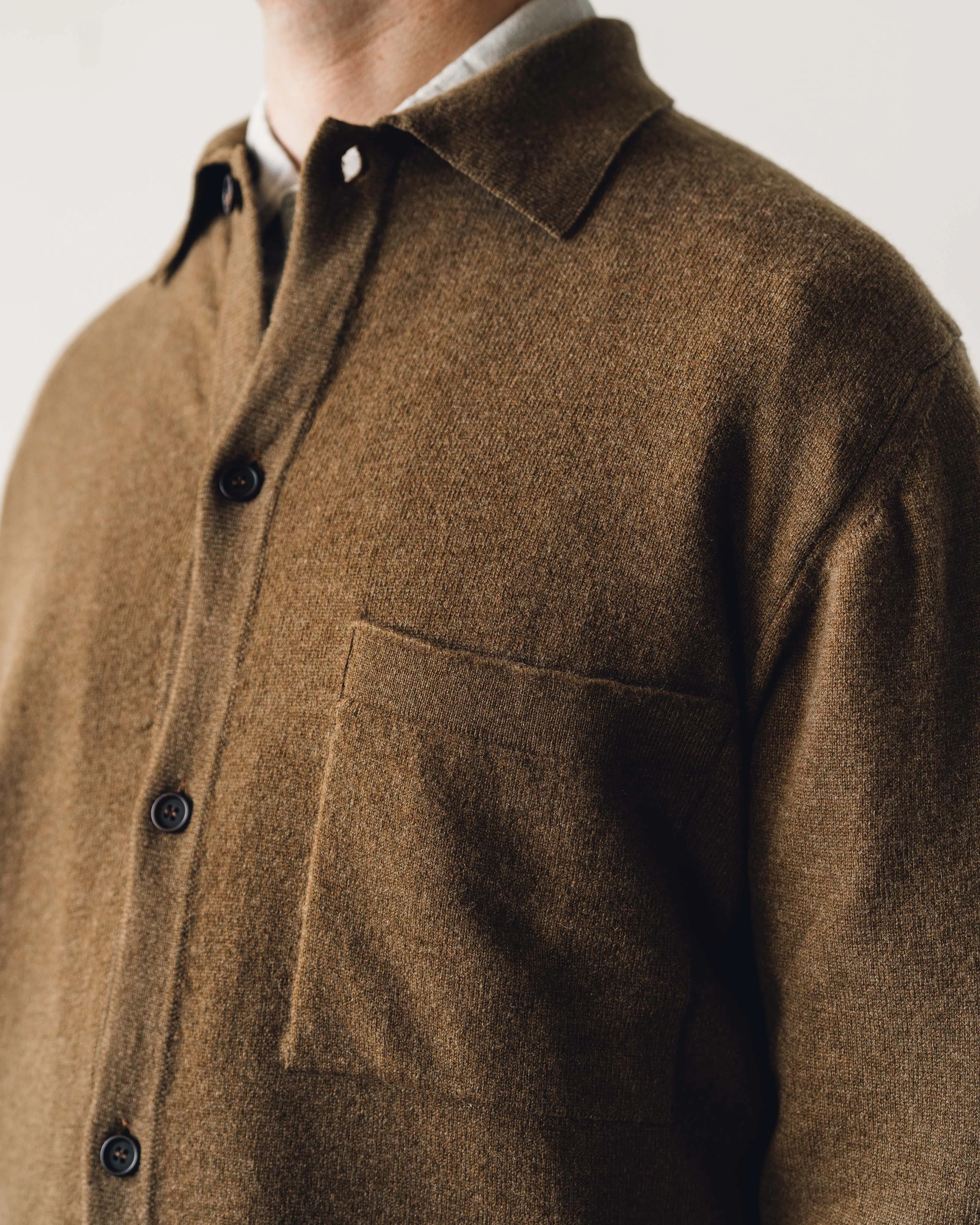 Evan Kinori Cashmere Knit Shirt, Ochre