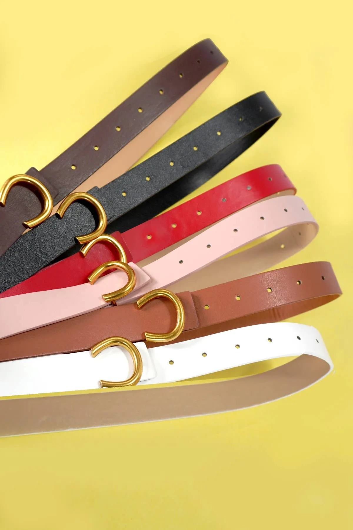 FAUX LEATHER GOLD HORSESHOE BELTS | 40BT642: Brown