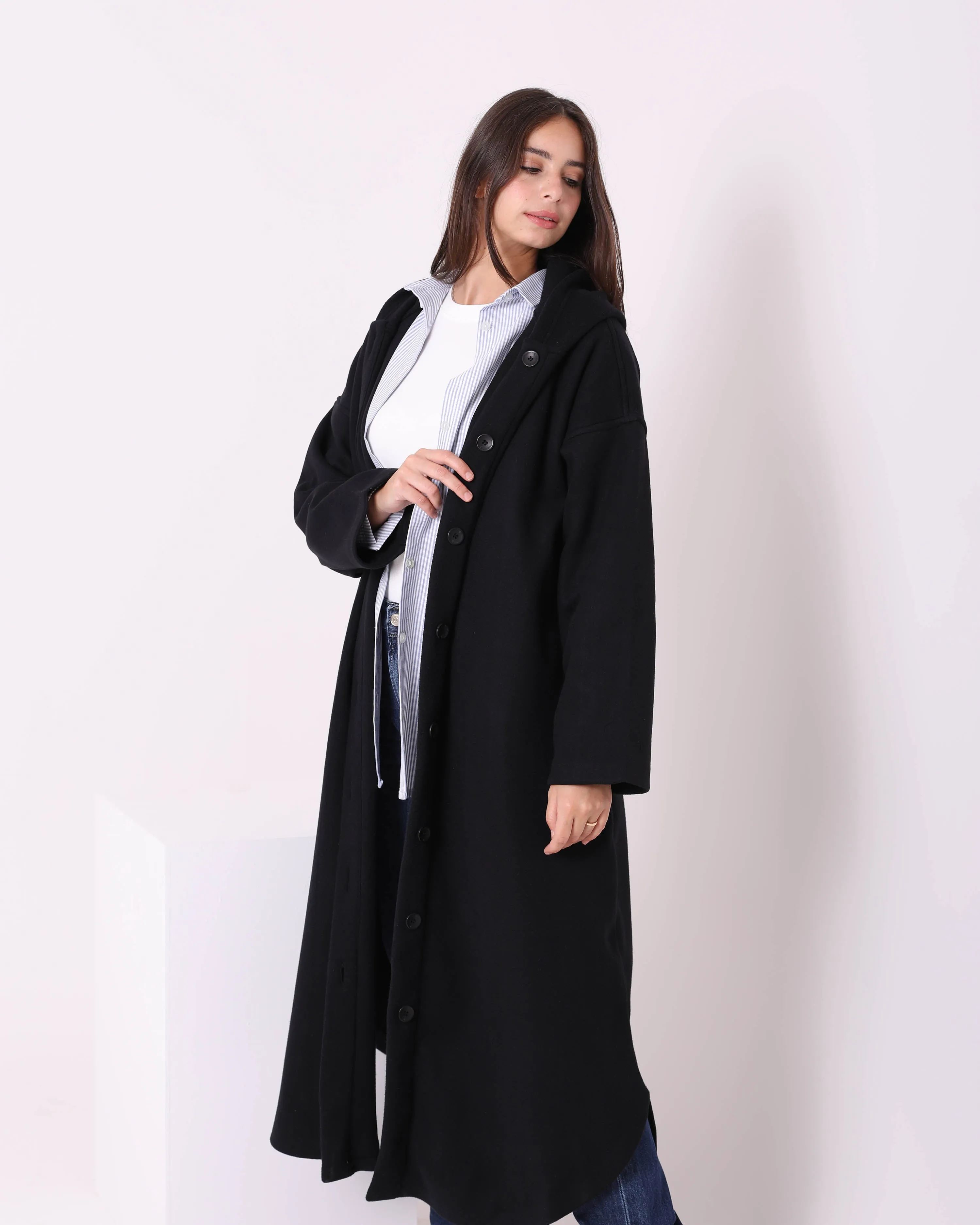 Felt Long Coat (W716) - Just4Women