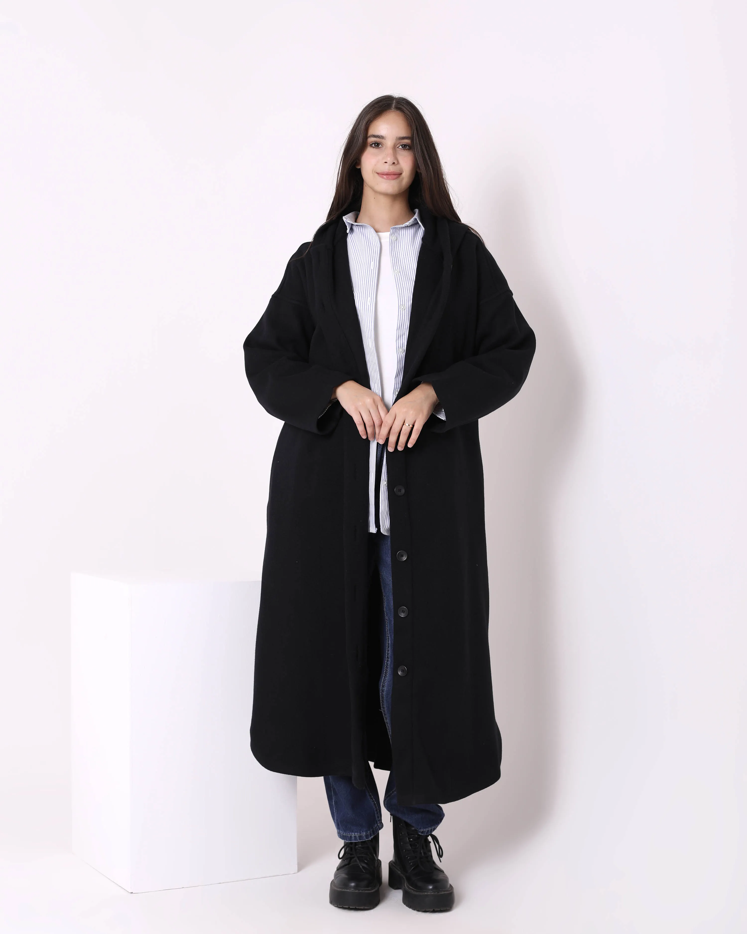 Felt Long Coat (W716) - Just4Women