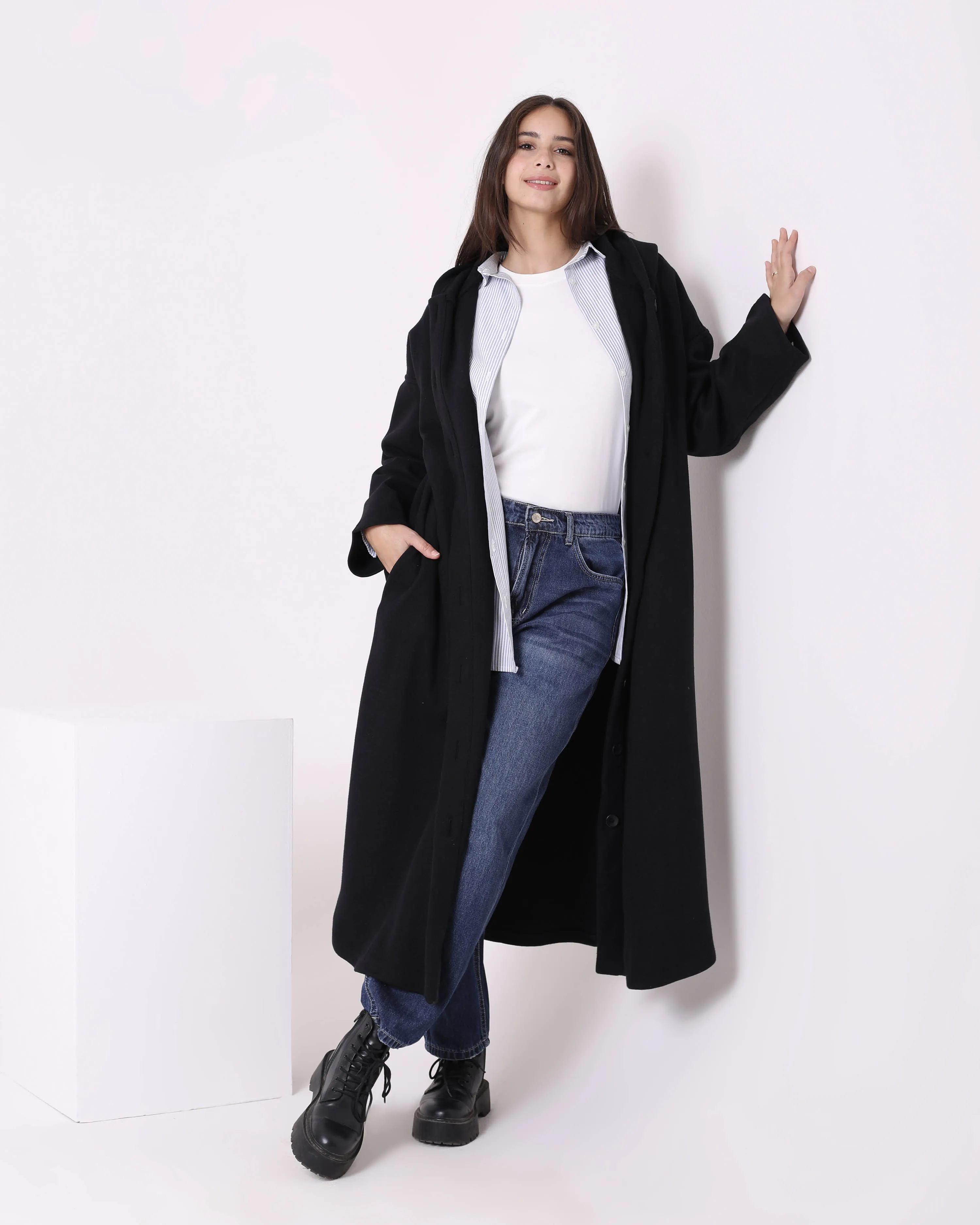 Felt Long Coat (W716) - Just4Women