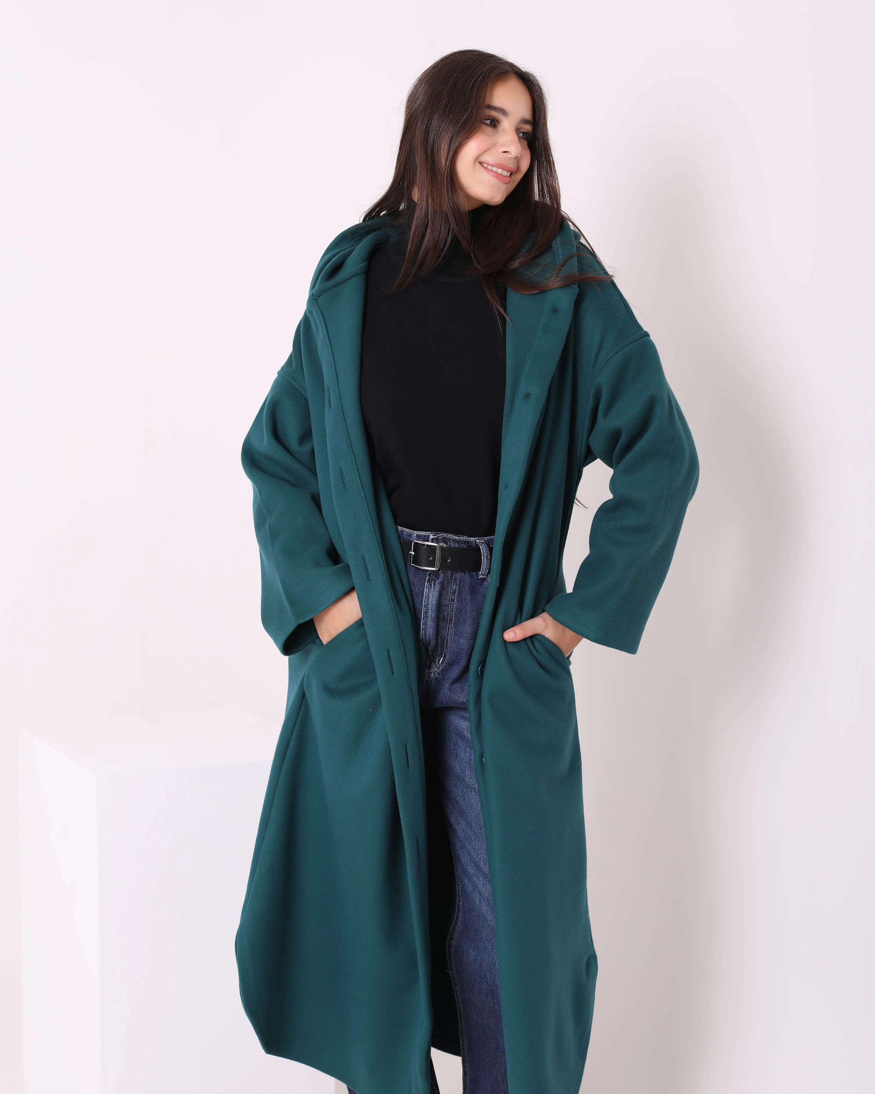 Felt Long Coat (W716) - Just4Women