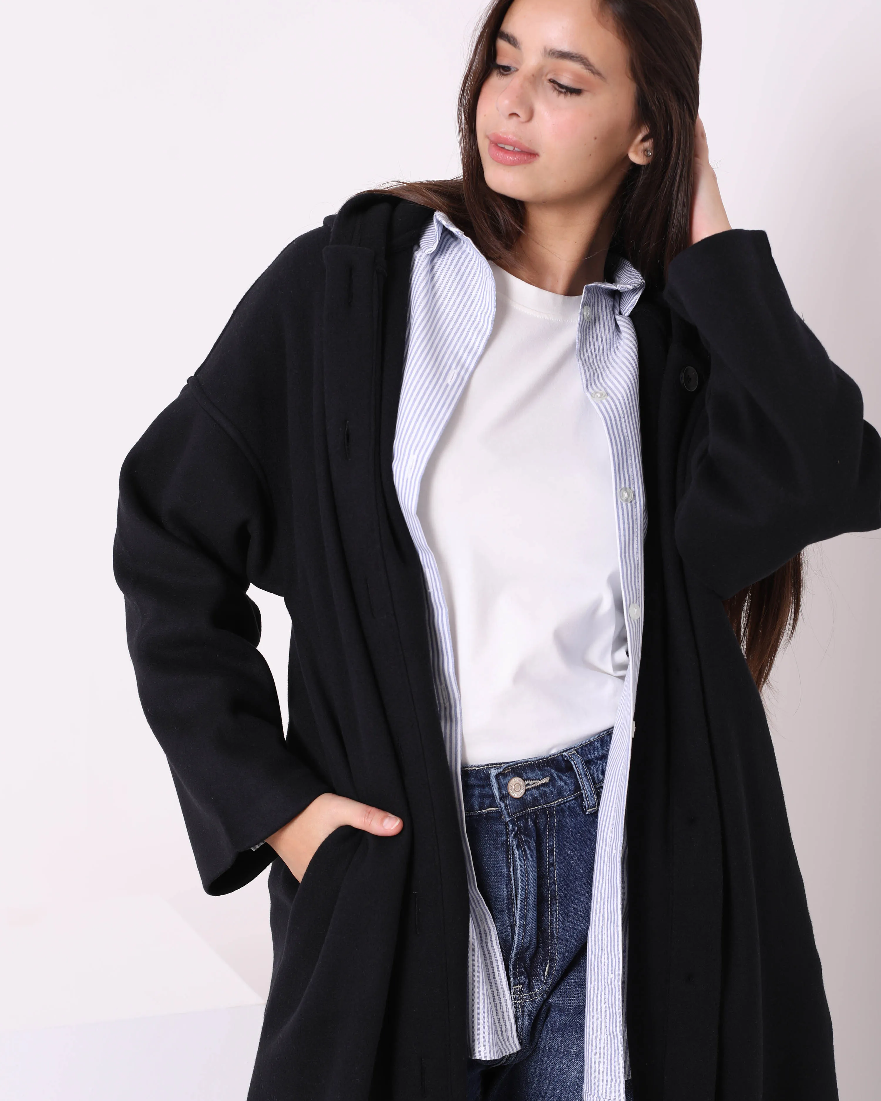 Felt Long Coat (W716) - Just4Women