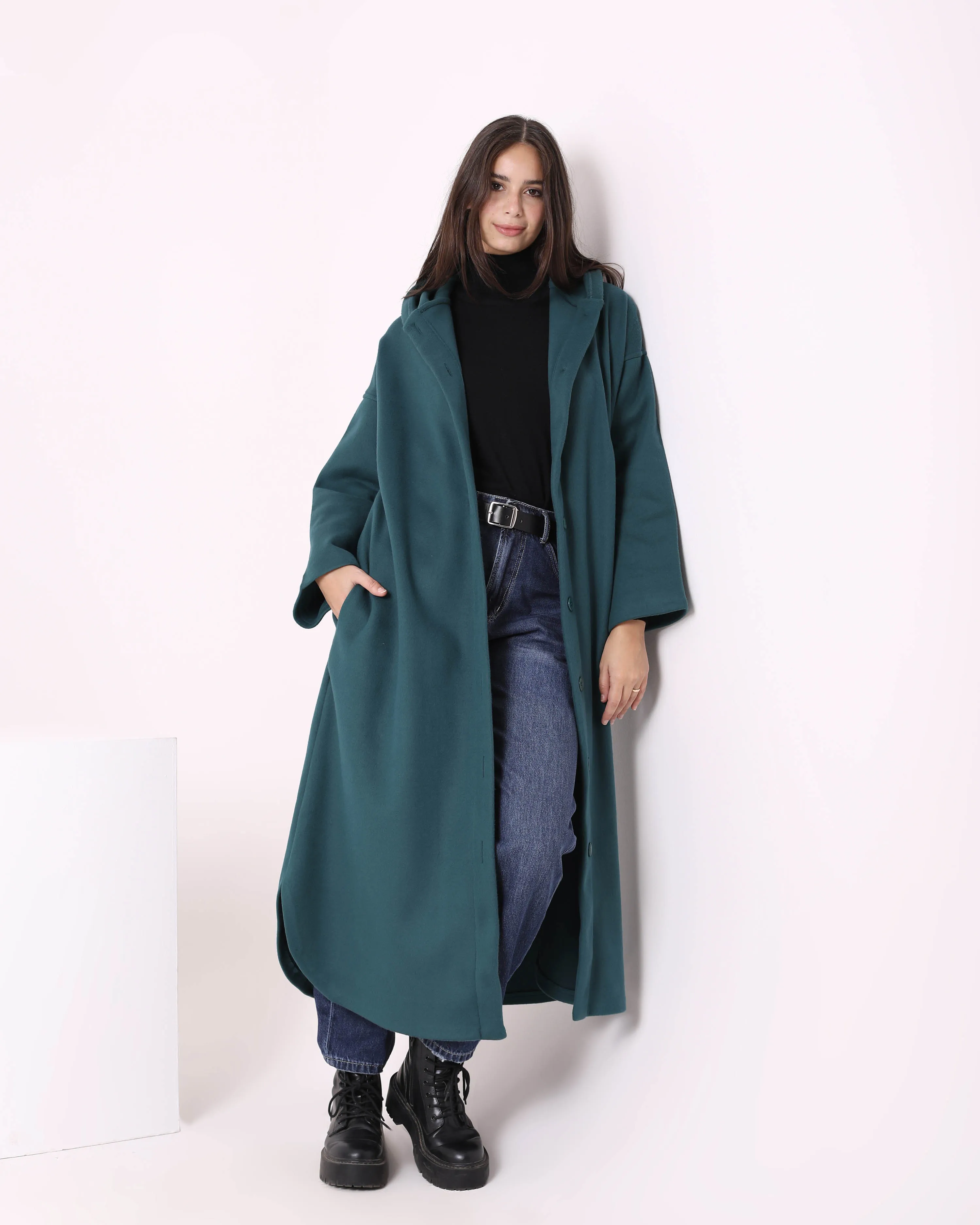 Felt Long Coat (W716) - Just4Women