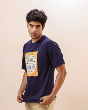 Firangi Yarn Oversize Tshirt in Dark Blue With Front Print (Baggy Tee)