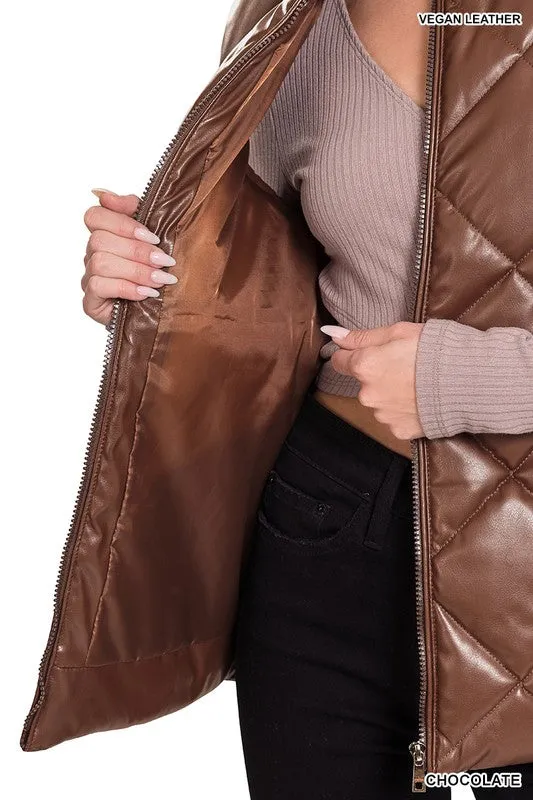 FS CLEARANCE Vegan Leather Puffer Vest