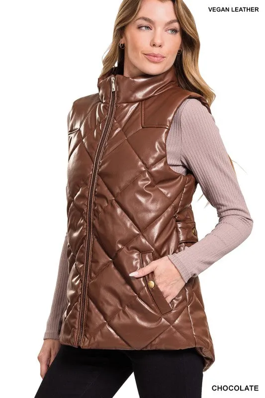 FS CLEARANCE Vegan Leather Puffer Vest