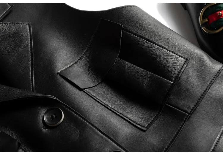 Genuine Leather Sleeveless Jacket