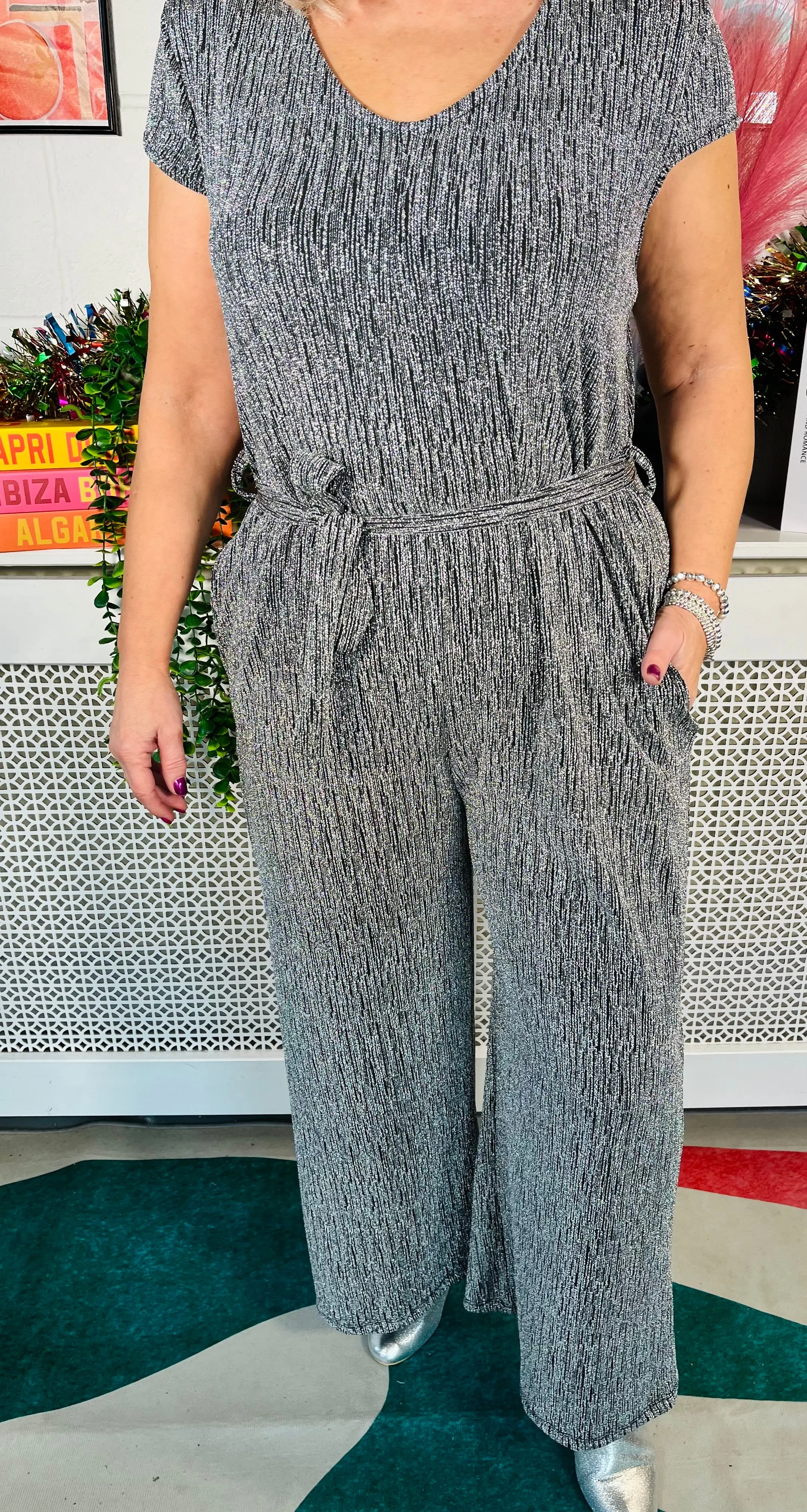 Glitter Diva Jumpsuit - Silver