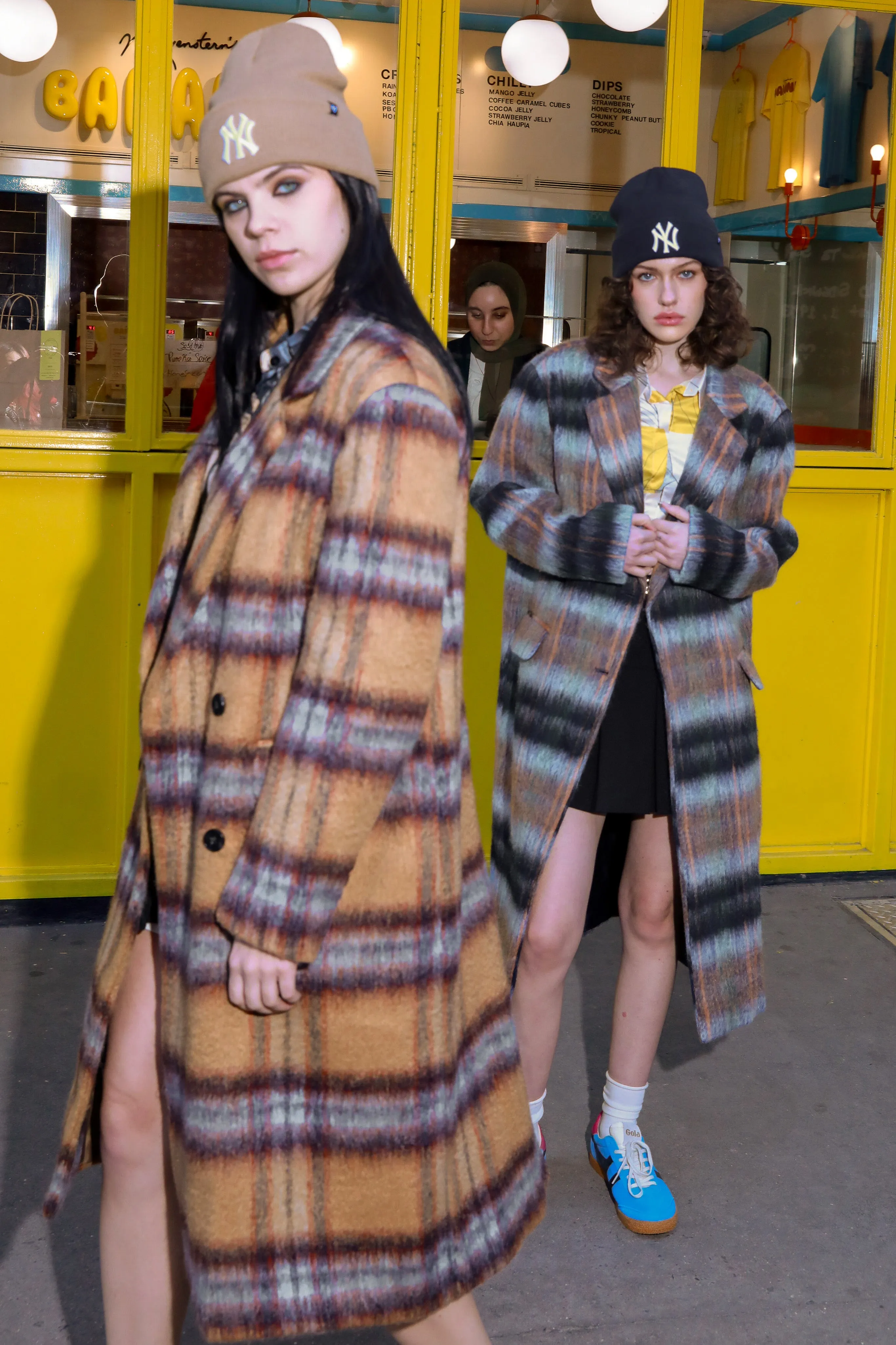 Heavy Wool Camel Plaid Coat