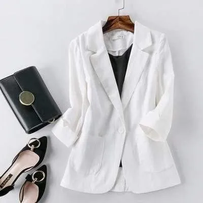 Ladies Candy-Color Linen Blazer