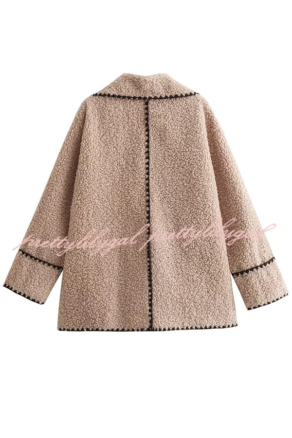 Lamb Wool Casual Lapel Loose Pocket Coat