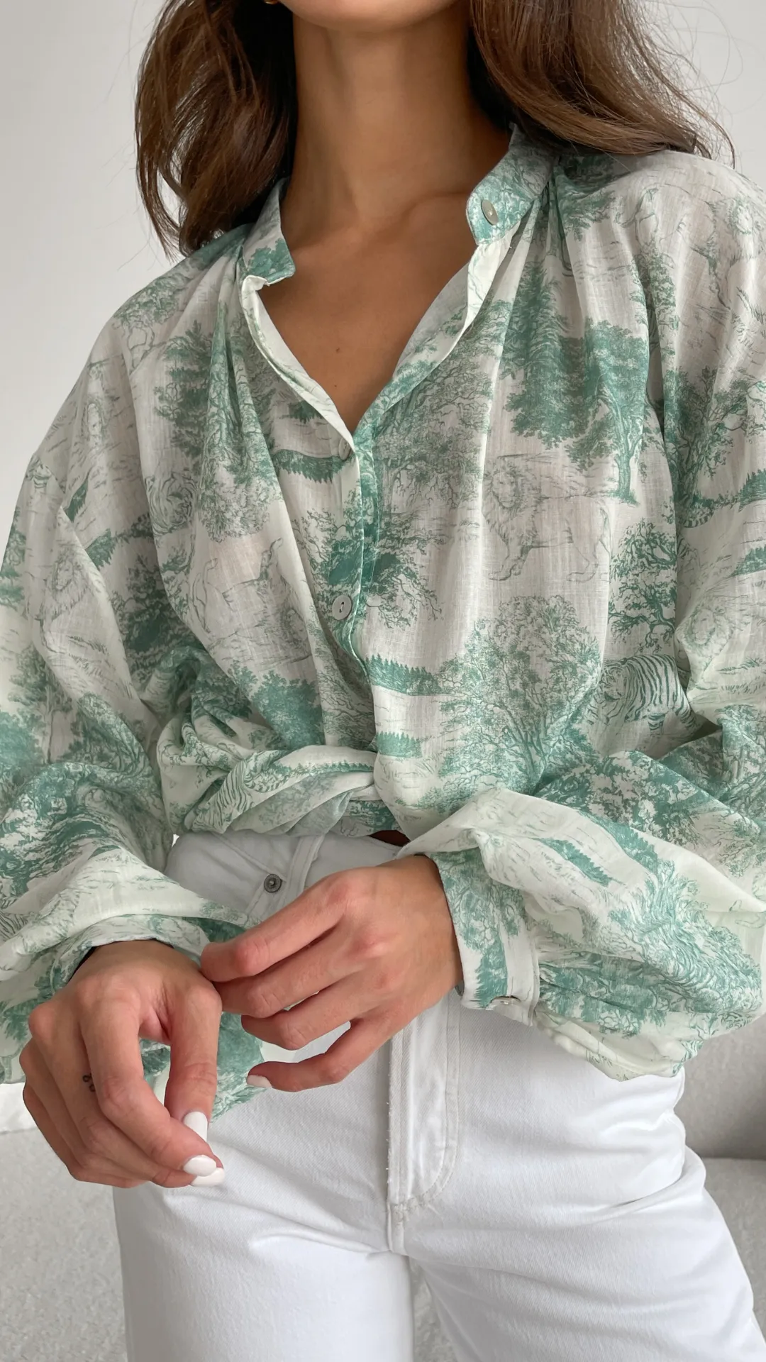 LIGIA SHIRT - FRENCH TOILE PRINT GREEN